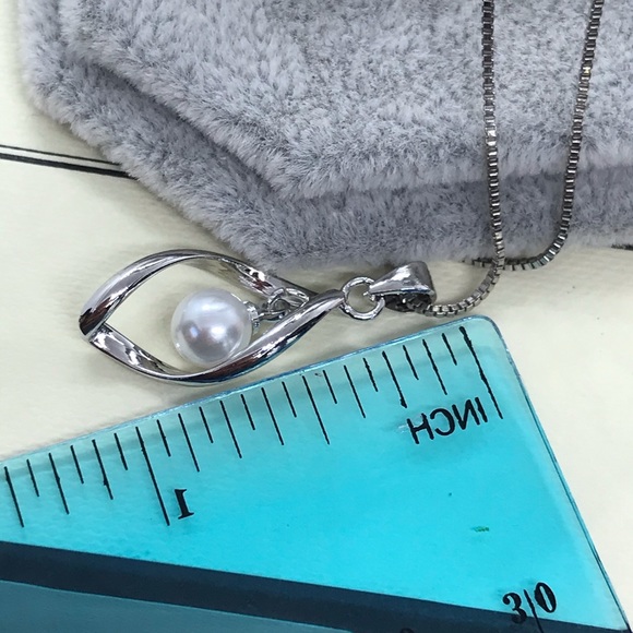 Sterling Silver Faux Pearl Necklace - Picture 4 of 4